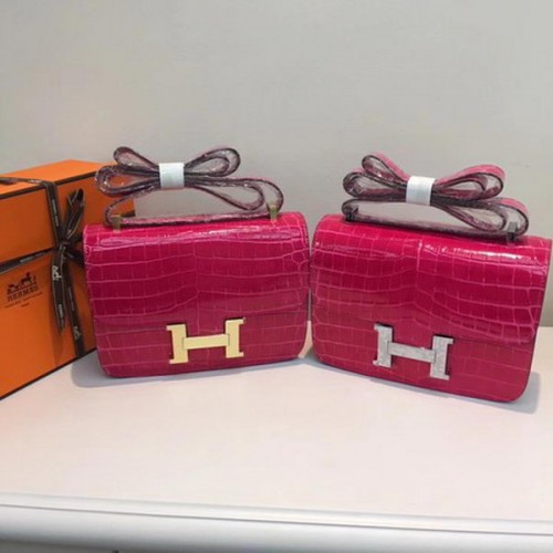 Hermes Constance Tasche Krokoleder H9978C Rose