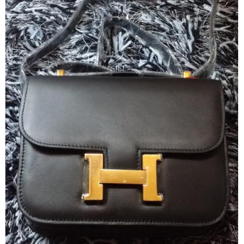 Hermes Constance Tasche Glattleder H9998S Schwarz