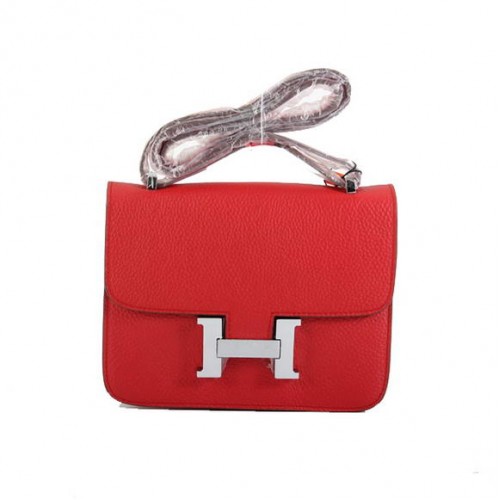 Hermes Constance Tasche Rot Togo Leder 1622S Silberne Hardware