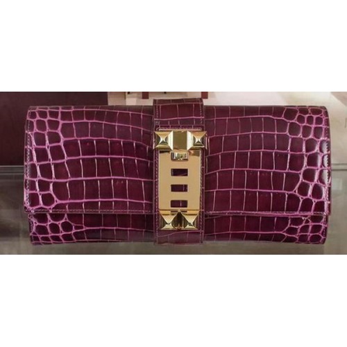 Hermes Croco Lederclutch H88017 Lila