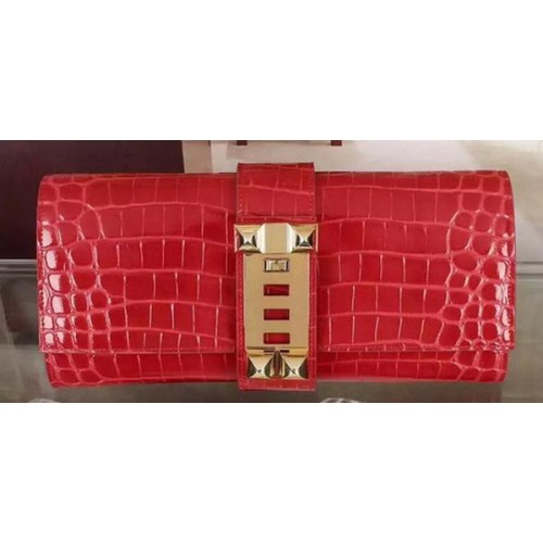 Hermes Croco Lederclutch H88017 Rot