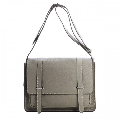 Hermes Etriviere Umhängetasche aus genarbtem Leder H1069 Grau