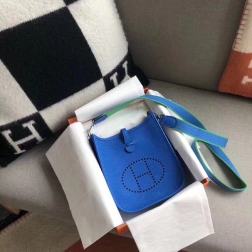 Hermes Evelyne original Togo Leder Mini Umhängetasche H15698 blau