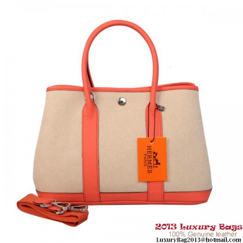 Hermes Garden Party 30CM Tasche Canvas Leder A1288 Hellrot