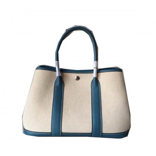Hermes Garden Party 30CM Tasche Canvas Leder H11S Blau