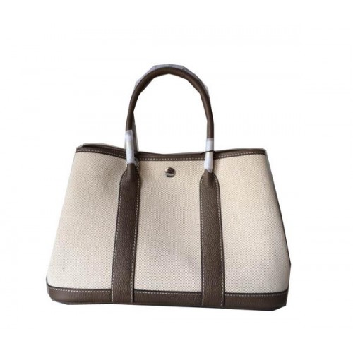 Hermes Garden Party 30CM Tasche Canvas Leder H11S Grau