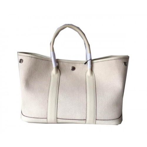 Hermes Garden Party 30CM Tasche Canvas Leder H11S OffWhite