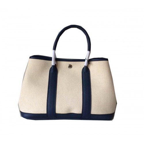 Hermes Garden Party 30CM Tasche Canvas Leder H11S Royal