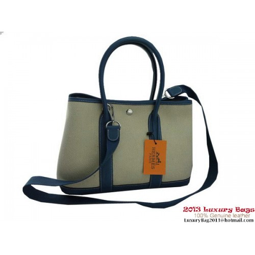 Hermes Garden Party 30CM Tasche Stoff Blau
