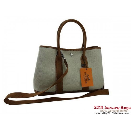 Hermes Garden Party 30CM Tasche Stoff Hellbraun