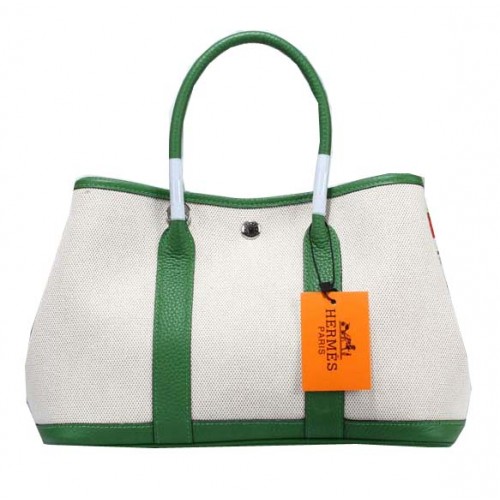Hermes Garden Party 30cm Tragetasche Canvas Grün
