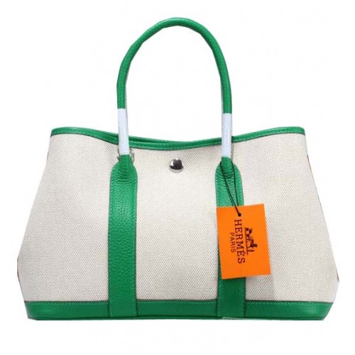 Hermes Garden Party 30cm Tragetasche Canvas Hellgrün