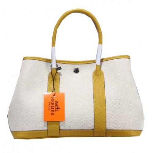 Hermes Garden Party 30cm Tragetasche Canvas Gelb