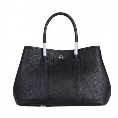 Hermes Garden Party 30cm Tragetasche genarbtes Leder schwarz
