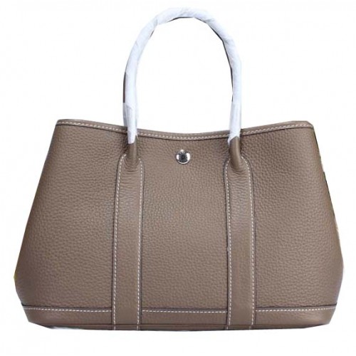 Hermes Garden Party 30cm Tragetaschen genarbtes Leder grau