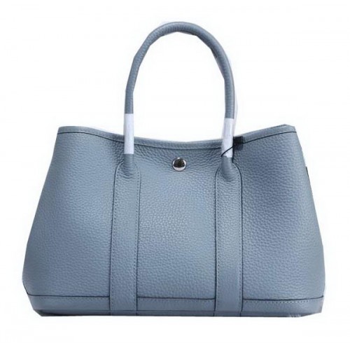 Hermes Garden Party 30cm Tragetaschen genarbtes Leder Himmelblau