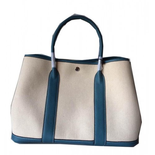 Hermes Garden Party 36CM Tasche Canvas Leder H11M Blau