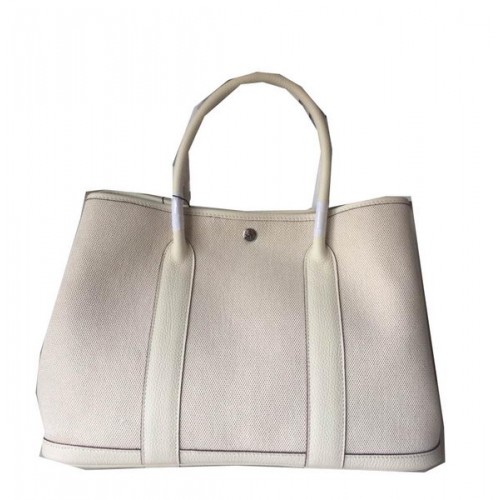 Hermes Garden Party 36CM Tasche Canvas Leder H11M OffWhite