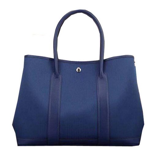 Hermes Garden Party 36cm 30cm Tragetasche Canvas Blau