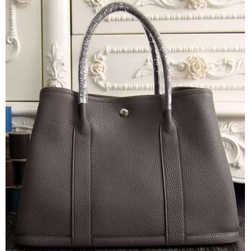 Hermes Garden Party 36cm Tragetasche 30cm Original Leder Dunkelgrau