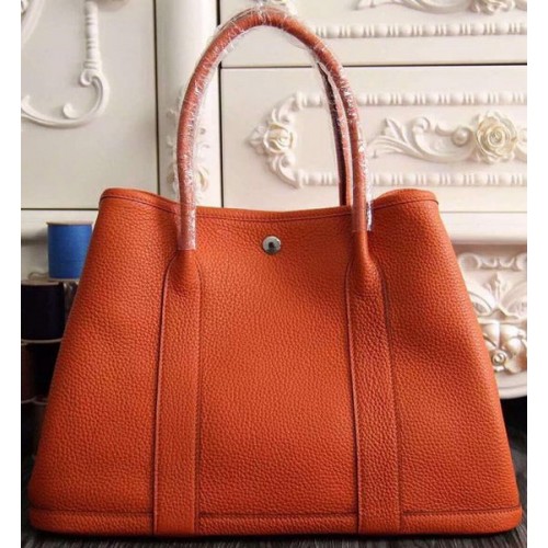 Hermes Garden Party 36cm Tragetasche 30cm Original Leder Orange