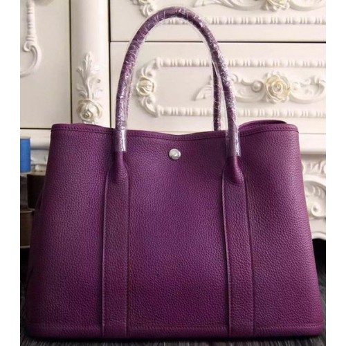 Hermes Garden Party 36cm Tragetasche 30cm Original Leder Lila