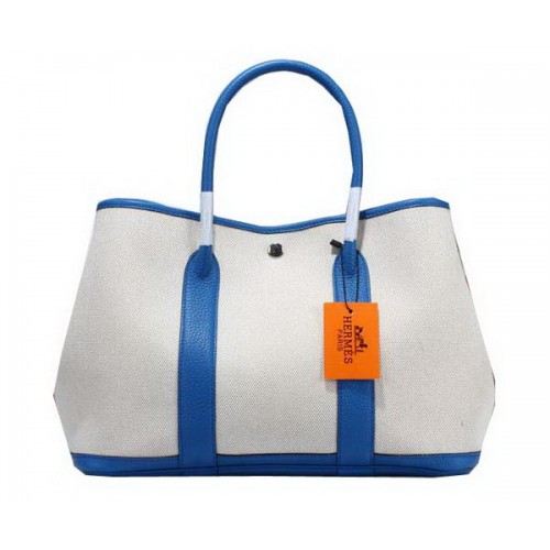 Hermes Garden Party 36cm Tragetasche Canvas Blau