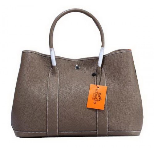 Hermes Garden Party 36cm Tragetasche genarbtes Leder grau