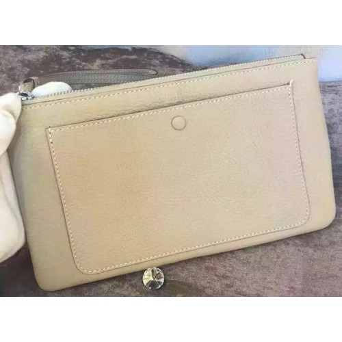 Hermes Clutch aus genarbtem Leder H88016 OffWhite