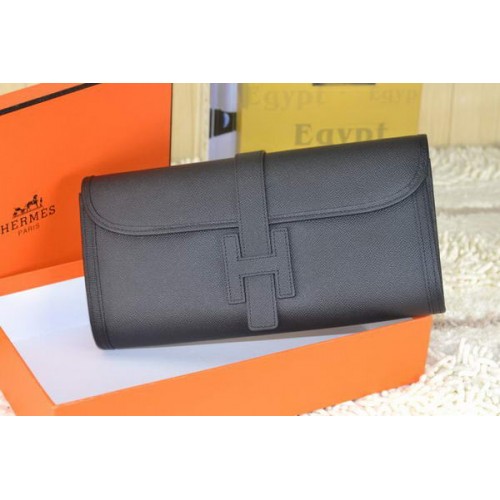 Hermes Jige Clutch Bag Kalbsleder Schwarz