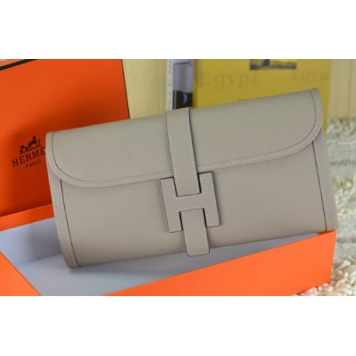 Hermes Jige Clutch Bag Kalbsleder Grau