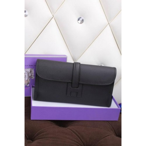 Hermes Jige Clutch Bag Kalbsleder H258 Schwarz