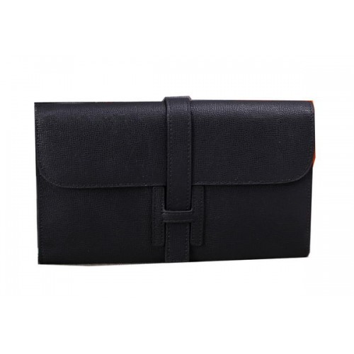 Hermes Jige Clutch Bag Kalbsleder H8057 Schwarz