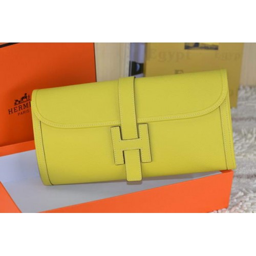 Hermes Jige Clutch Bag Kalbsleder Zitrone