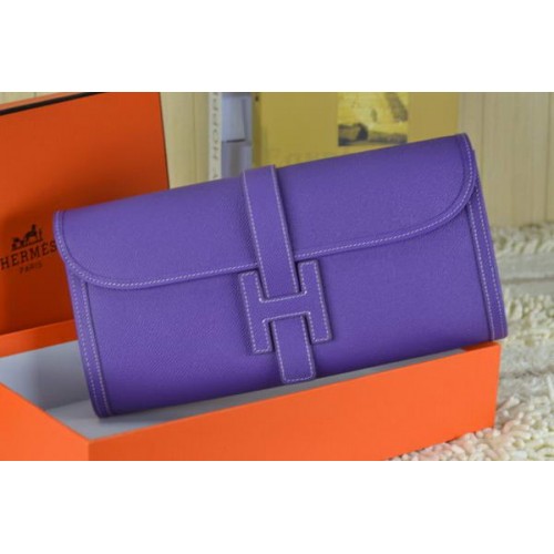 Hermes Jige Clutch Bag Kalbsleder Lila