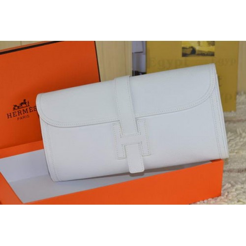 Hermes Jige Clutch Bag Kalbsleder Weiß