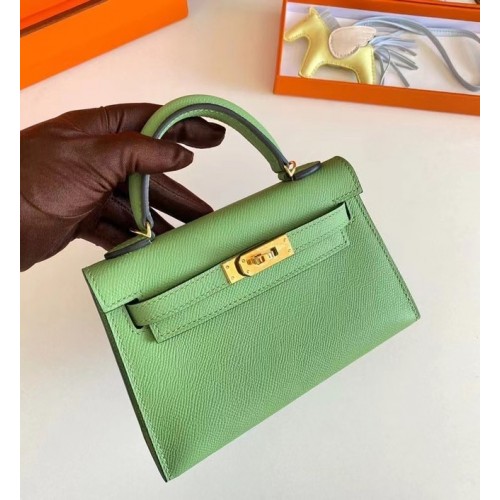 Hermes Kelly 19cm Umhängetaschen Epsom Leather KL19 Gold Hardware Avocado Green