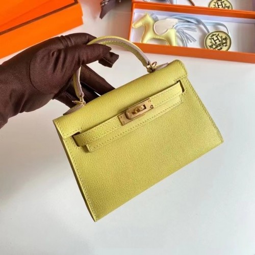 Hermes Kelly 19cm Umhängetaschen Epsom Leder KL19 Gold Hardware Zitrone