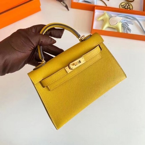 Hermes Kelly 19cm Umhängetaschen Epsom Leather KL19 Gold Hardware gelb