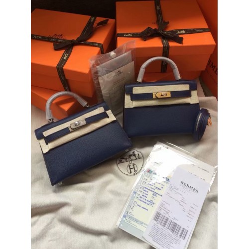 Hermes Kelly 19cm Umhängetaschen Epsom Leder KL19 Königsblau
