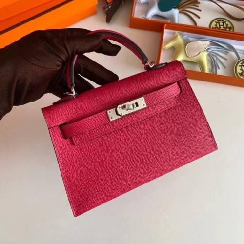 Hermes Kelly 19cm Umhängetaschen Epsom Leder KL19 Silber Hardware Rose