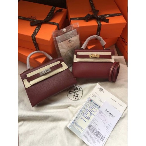Hermes Kelly 19cm Umhängetaschen Epsom Leder KL19 fuchsia
