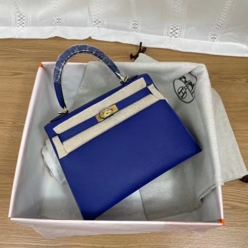 Hermes Kelly 25cm Umhängetaschen Epsom KL2755 Elektrooptisch blau&gold