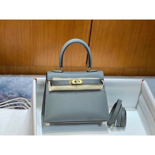 Hermes Kelly 20cm Schultertasche Epsom KL2750 Eisengrau&Gold