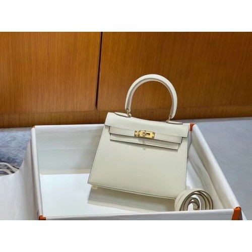 Hermes Kelly 20cm Umhängetaschen Epsom KL2750 Weiß&Gold