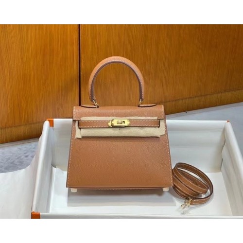 Hermes Kelly 20cm Schultertasche Epsom KL2750 braun&gold