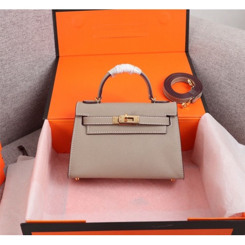 Hermes Kelly 20cm Tragetasche Original Epsom Leder KL20 Grau