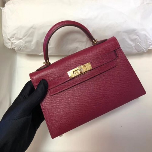 Hermes Kelly 20cm Tragetasche Original Epsom Leder KL20 fuchsia