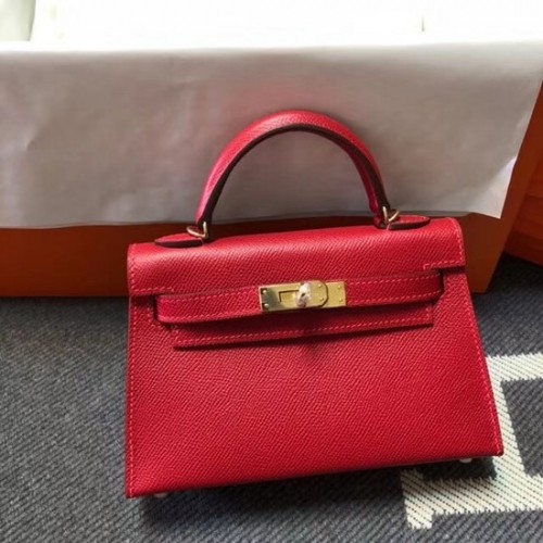 Hermes Kelly 20cm Tragetasche Original Epsom Leder KL20 rot