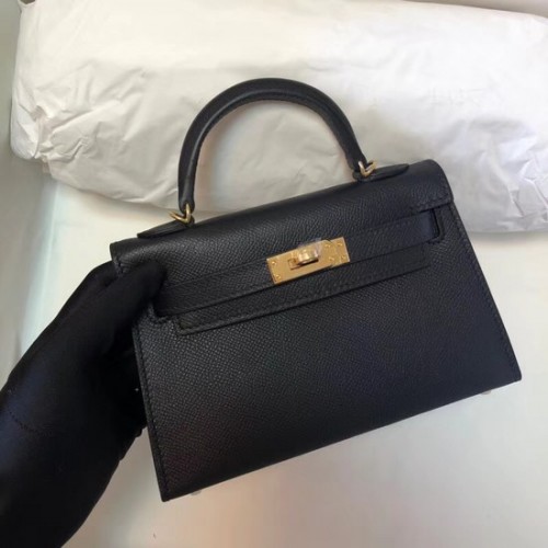 Hermes Kelly 20cm Tragetasche Original Leder KL20 schwarz